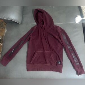 American Eagle Burgundy Logo Hoodie (Unisex XS)